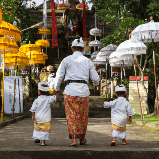 Balinese at temple for Nyepi