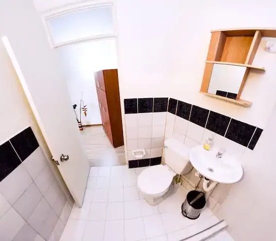 La salle de bain avec un lavabo